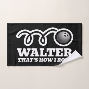 That's how we roll funny bowling ball personalised hand towel