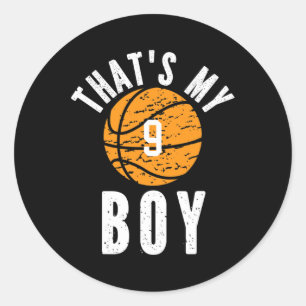 That's My Boy Jersey Number #9 Vintage Basketball  Classic Round Sticker