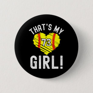 That's My Girl Vintage Number #73 Heart Softll Mom 6 Cm Round Badge