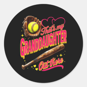 Thats My Granddaughter Out There Softball Grandma Classic Round Sticker