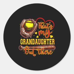 That's My Granddaughter Out There Softball Grandma Classic Round Sticker