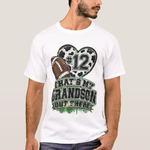 That's My Grandson Football Fan Cow Print Number T-Shirt
