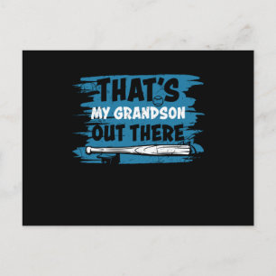 That's My Grandson Out There Baseball design Postcard