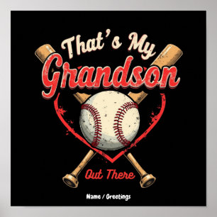 Thats My Grandson Out There Baseball Grandma Funny Poster