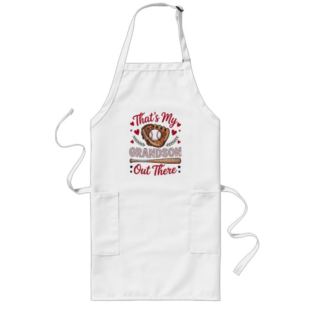 That's My Grandson Out There Baseball Grandma  Long Apron (Front)