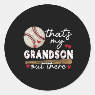 That's My Grandson Out There Baseball Grandma Moth Classic Round Sticker