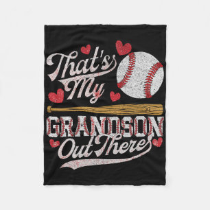That's My Grandson Out There Baseball Grandma Moth Fleece Blanket
