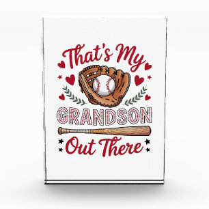 That's My Grandson Out There Baseball Grandma Photo Block