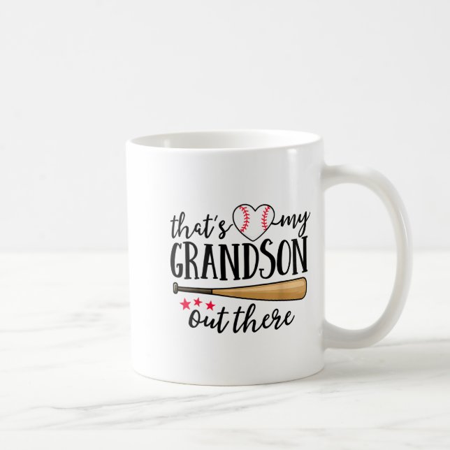 That's My Grandson Out There Baseball Grandma Squa Coffee Mug (Right)