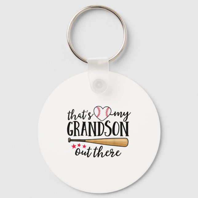 That's My Grandson Out There Baseball Grandma Squa Key Ring (Front)