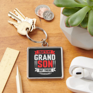 That's My Grandson Out There Baseball Key Ring