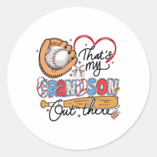 That's My Grandson Out There Bysebyll Grandma Moth Classic Round Sticker