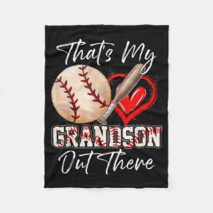 That's My Grandson Out There Funny Baseball Grandm Fleece Blanket