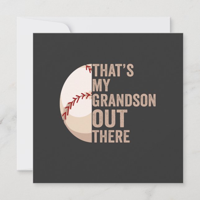 That's my Grandson Out There Funny Baseball Lover Invitation (Front)