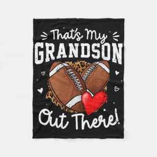 That's My Grandson Out There Funny Football Grandm Fleece Blanket