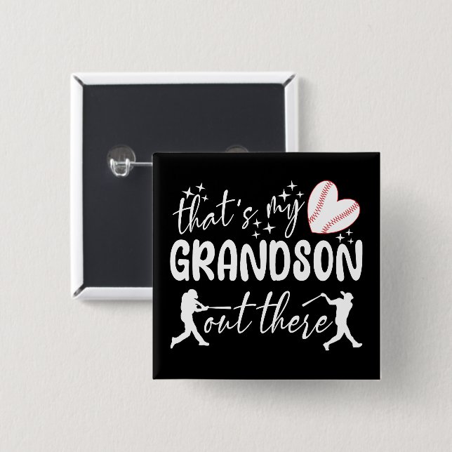 That's My Grandson Out There Funny Grandma 15 Cm Square Badge (Front & Back)