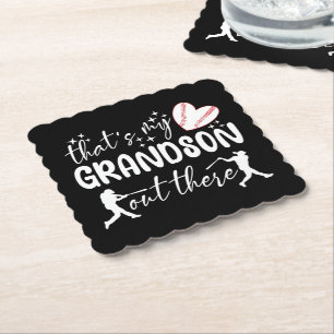That's My Grandson Out There Funny Grandma Paper Coaster