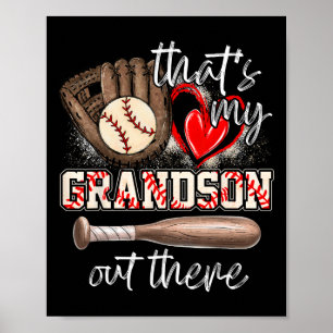 That's My Grandson Out There Gifts Women Baseball  Poster