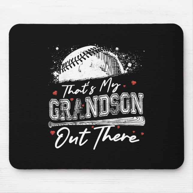 That's My Grandson Out There Grandma Baseball Moth Mouse Pad (Front)