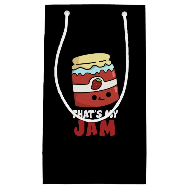 That's My Jam Funny Jar of Jam Pun Dark BG Small Gift Bag (Front)