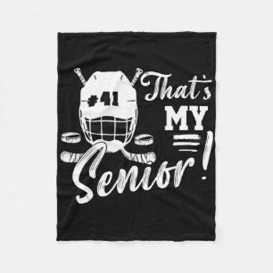 That's My Senior Hockey Jersey Night Number 41 Hoc Fleece Blanket