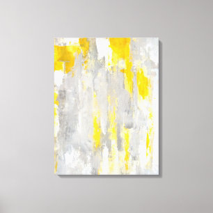'That's Random' Grey and Yellow Abstract Art Canvas Print