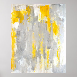 'That's Random' Grey and Yellow Abstract Art Poster