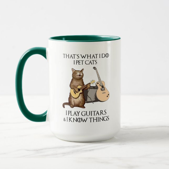 That's What I Do I Pet Cats I Play Guitars Mug (Left)