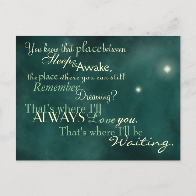 "That's Where I'll Be Waiting" Postcard (Front)