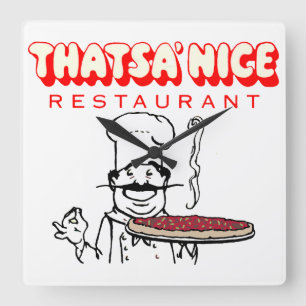 Thatsa' Nice Restaurant, Oak Lawn, Illinois Square Wall Clock