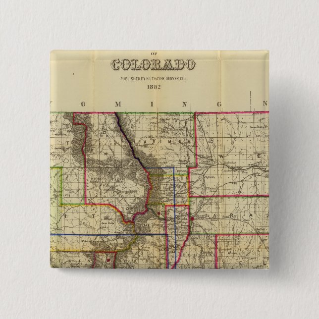 Thayer's map of Colorado 2 15 Cm Square Badge (Front)