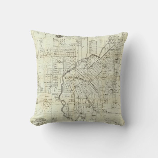 Thayer's Map of Denver Colorado Cushion (Front)