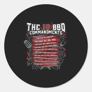 The 10 Bbq Commandments  Classic Round Sticker