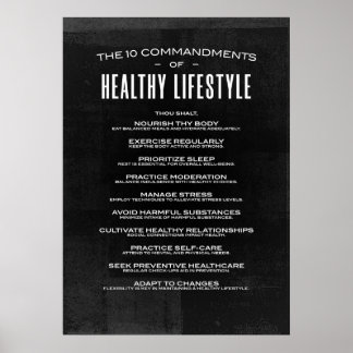 The 10 Commandments of Healthy Lifestyle Poster