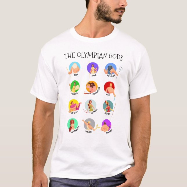 The 12 Olympian Gods of Greek Mythology T-Shirt (Front)