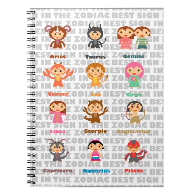 The 12 Signs of Zodiac Spiral Notebook (Front)