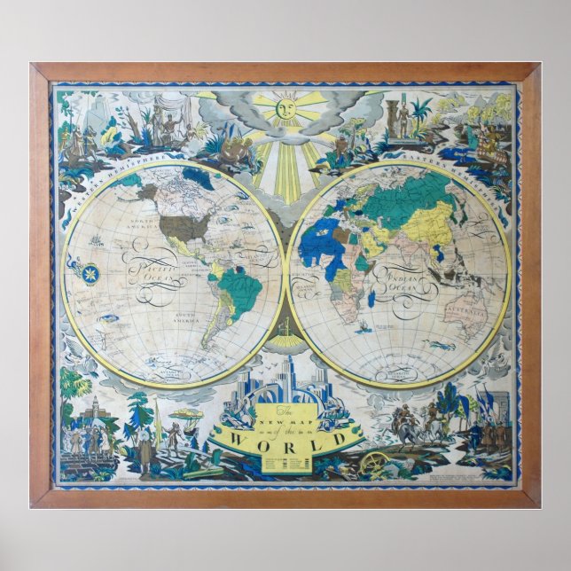 The 1926 New Map of the World Poster (Front)