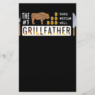 The 1 Rare Medium Well Grillfather BBQ Lovers Stationery