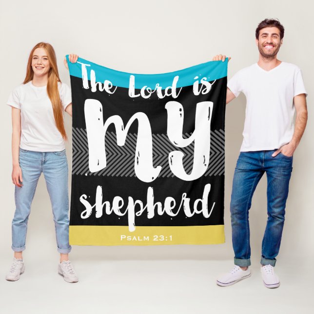 The 23rd Psalm Black with White Hand Lettered Fleece Blanket (In Situ)