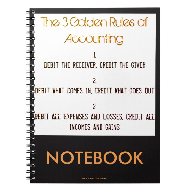 "The 3 Golden Rules of Accounting" Spiral Notebook (Front)