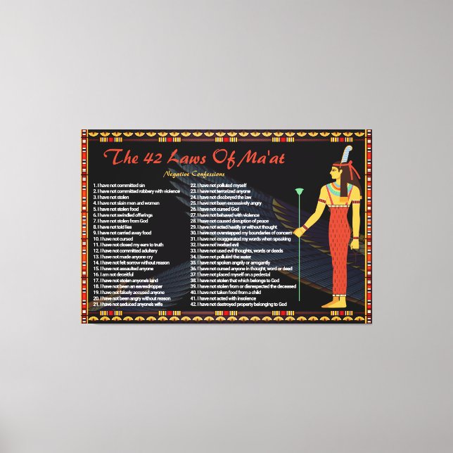 The 42 Laws Of Maat - Negative Confessions Canvas Print (Front)