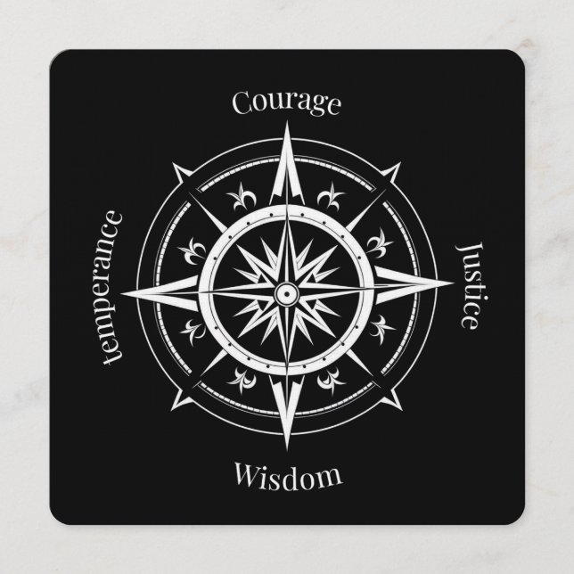 The 4 Stoic Virtues Compass Invitation (Front)