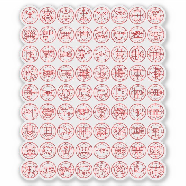 The 72 Demon Sigils Of Ars Goetia (red) (Front)