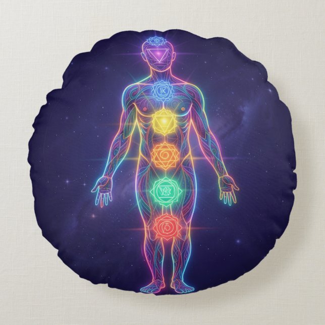 The 7 Chakras´2 Round Cushion (Front)