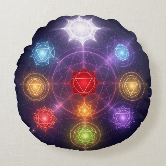 The 7 Chakras´3 Round Cushion (Front)