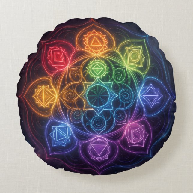 The 7 Chakras´3 Round Cushion (Front)