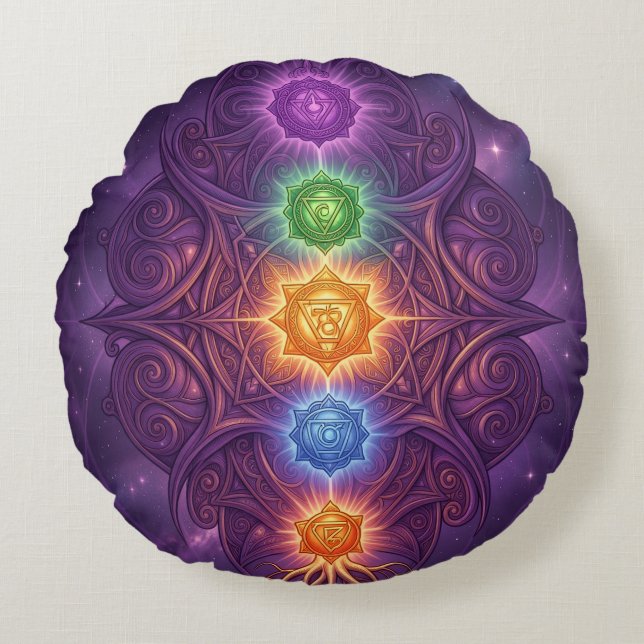 The 7 Chakras´5 Round Cushion (Front)