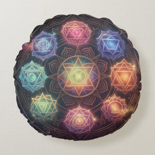 The 7 Chakras´8 Round Cushion (Front)