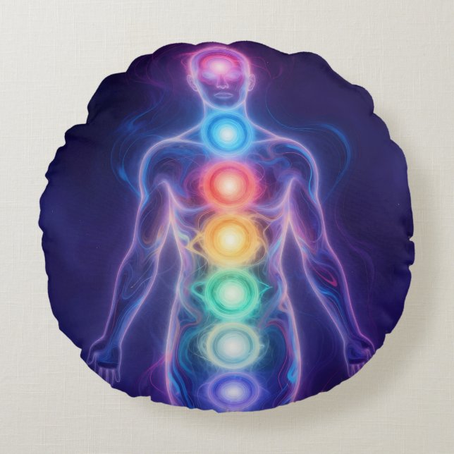  The 7 Chakras Round Cushion (Front)