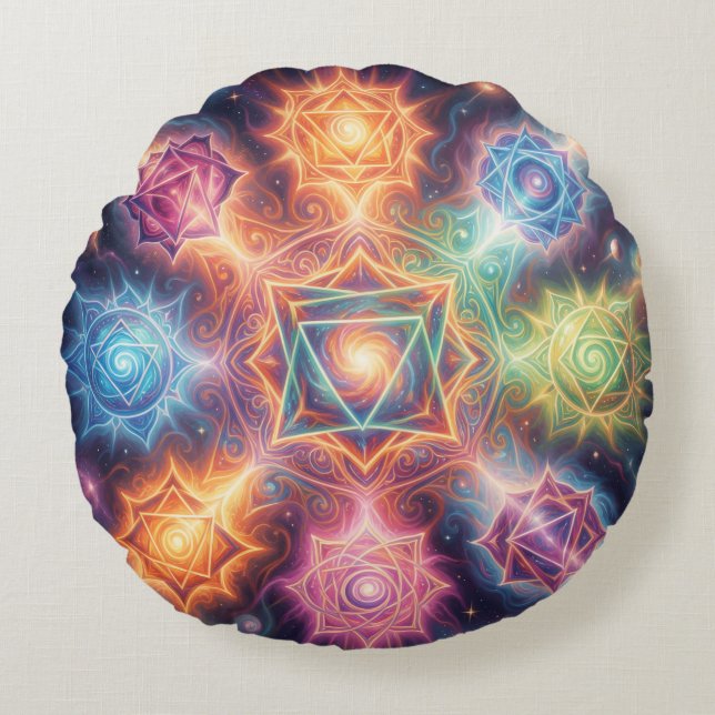 The 7 Chakras Round Cushion (Front)